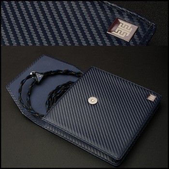 (new) - Eidolic E-SXBAG2 - Premium headphone cable bag - Dark Navy faux carbon weave or Solid Black